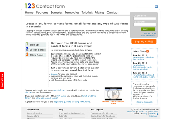 123contactform.com 15 Nice Solutions for Free Contact Form Services