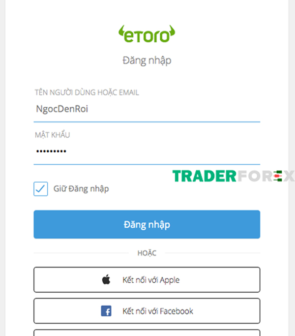 Đăng nhập tài khoản eToro