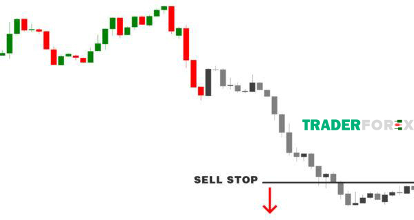 Lệnh Sell Stop được kích hoạt khi thị trường giảm và chạm mức giá đã được thiết lập