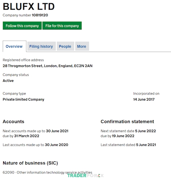 BluFX là doanh nghiệp đã được đăng ký hoạt động tại Anh